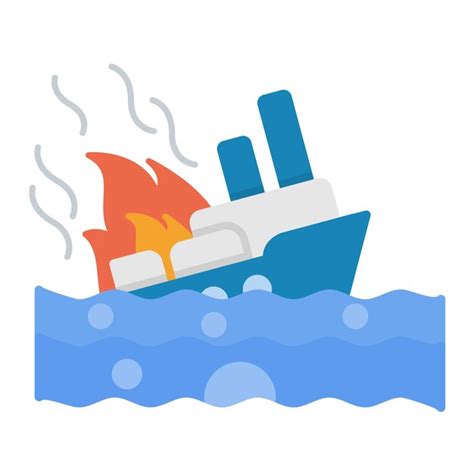 Premium Vector | Burning Ship Flat Illustration