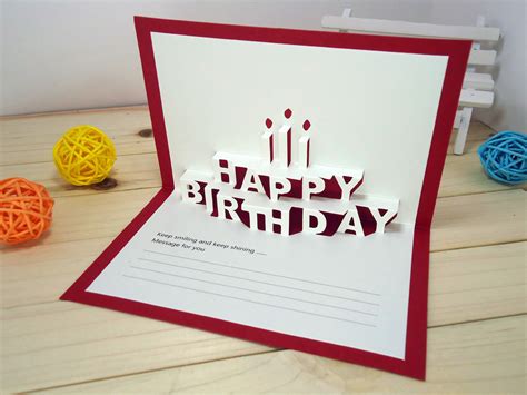 14.5x9.5cm Happy Birthday creative Kirigami origami 3D birthday ...