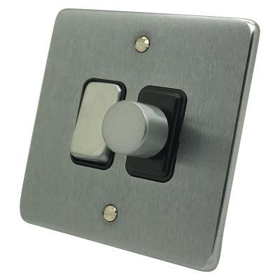 Low Profile Rounded Satin Chrome Dimmer and Light Switch Combination - SocketsAndSwitches.com