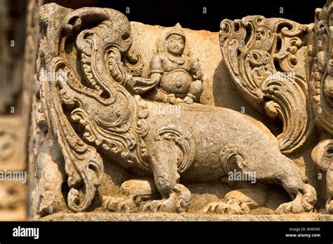 A mythical creature , known as a Makara, on the Hoysaleshvara Temple Stock Photo: 27663566 - Alamy