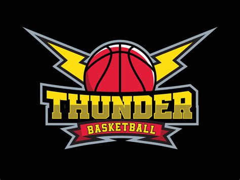 Thunder basketball team sports logo vector template, brand identity, sports, basketball emblem ...