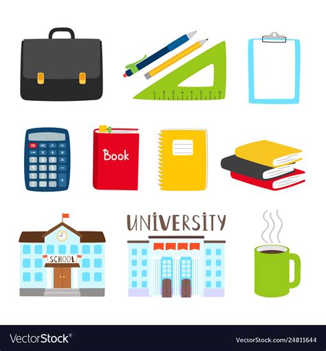 Teachers and students tools icons subjects Vector Image