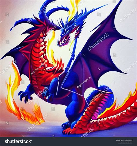 Fantasy Evil Dragon Portrait Surreal Artwork Stock Illustration ...