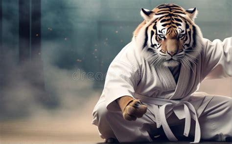 Tiger in Karate Uniform Striking a Pose Stock Image - Image of uniform ...