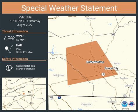 NWS GSP on Twitter: "A special weather statement has been issued for Forest City NC, Spindale NC ...