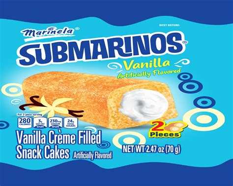 Marinela, Vanilla Crème Filled Snack Cakes. Artificially Flavored / Submarinos Vainilla ...