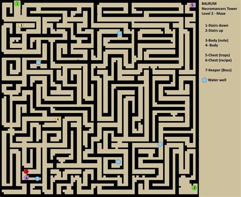 Necromancers tower - Level 2 maze map (Spoiler) : balrum