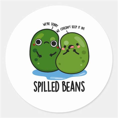 Spilled Beans Cute Veggie Bean Pun Classic Round Sticker | Zazzle.com