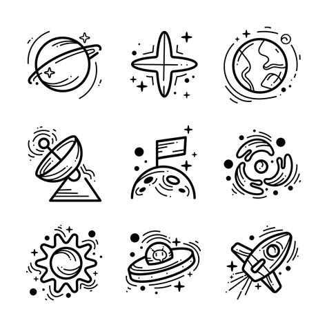 Minimalist Outer Space Tattoo Doodle 10839539 Vector Art at Vecteezy