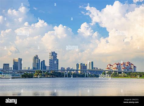 Singapore - City Skyline from around the Marina Bay Area Stock Photo ...