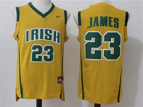 Irish High School #23 LeBron James Gold Basketball Jersey|IRISH5GOLD|High School Basketball