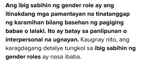 ano ang gender role?paano ito natutunan sa pilipinas? - Brainly.ph