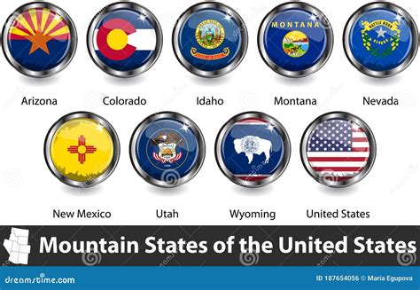 Flags of Mountain States Region, US Stock Vector - Illustration of icon, states: 187654056