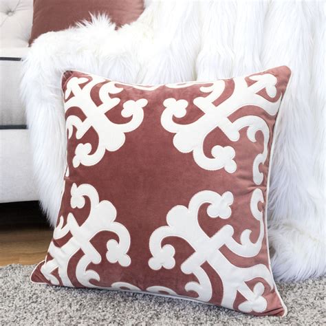 Applique Poly Velvet Blush with Beautiful Corners Designer Throw Pillo – Home Accent Pillows