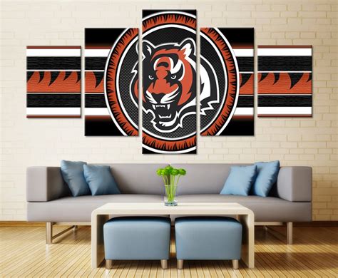 5 Pieces Cincinnati Bengals Modern Home Wall Decor Canvas Modular ...