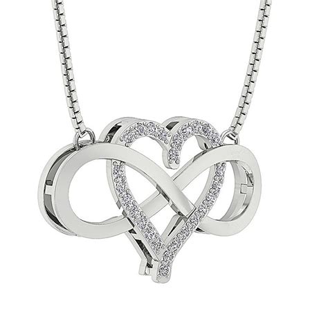 0.35Ct Diamond Infinity Heart Pendant Necklace Women Jewelry With ...