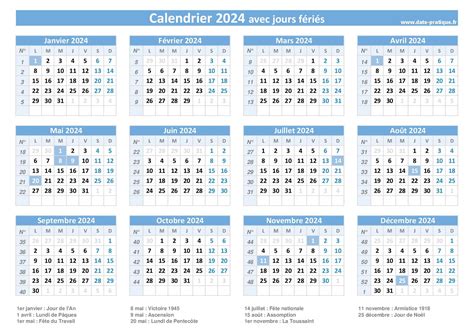 Jours fériés 2024 en France : mois, dates et calendrier