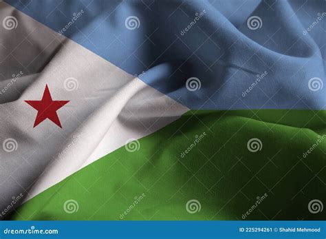 Closeup of Ruffled Djibouti Flag, Djibouti Flag Blowing in Wind Stock Image - Image of country ...