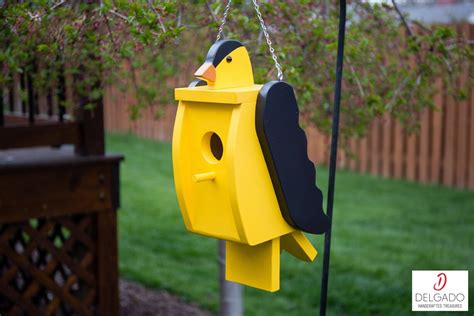 American Goldfinch Bird House Birdhouse Hand Painted Solid - Etsy