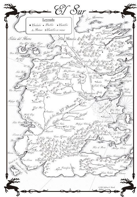 Mapa de El Sur de Poniente en español - Juego de Tronos