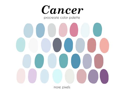 Cancer Procreate Color Palette, Zodiac Color Palette, Hex Code, Ipad, Color Palette, Swatches ...