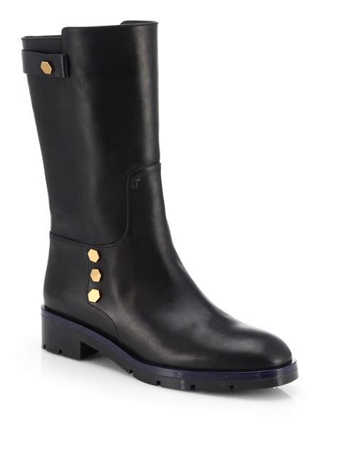 Lyst - Tod'S Flat Mate Leather Mid-Calf Boots in Black