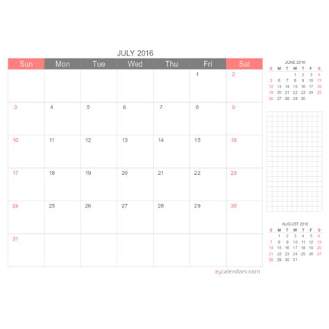 Month View Calendar Template | PDF Template