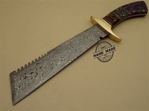 Best Damascus Chopper Bowie Knife Custom Handmade Damascus Steel