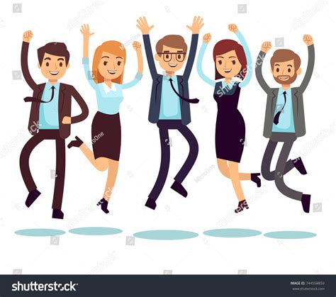 Happy Smiling Workers Business People Jumping Stock Vector (Royalty Free) 744558859 | Shutterstock