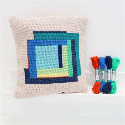 Modern Needlepoint Kit With Hand Painted Canvas By StitchKits Crafts