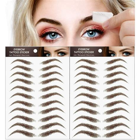 22 Pairs Eyebrow Tattoo Peel Off 4D Eyebrow Tattoo Sticker Nature False Eyebrows Hair-Like ...