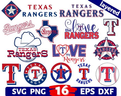 the texas rangers team logo is shown in red, white and blue on a wall