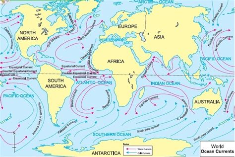 Look at the map of ocean currents and answer the following : (a) How does the Humboldt current ...