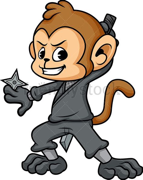 Monkey Ninja Cartoon Vector Clipart - FriendlyStock