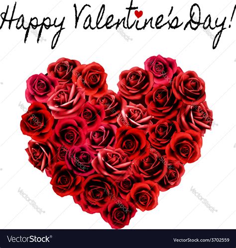 Valentines day background heart made of red roses Vector Image