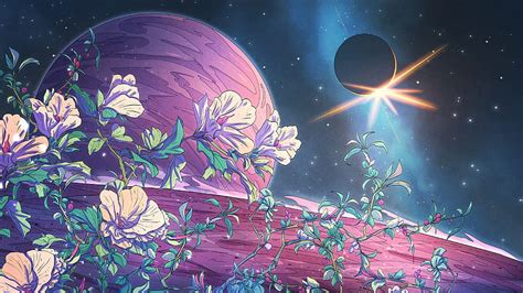 Flowers, moon, art HD wallpaper | Pxfuel