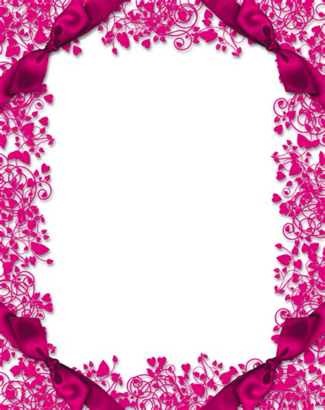 Pink Transparent PNG Frame with Hearts and Bows | Valentines frames ...