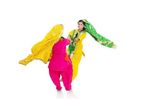 Two Punjabi Young Women Playing Kikli Dance on-Baisakhi Festival ...