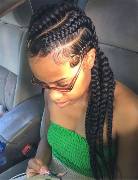 Diagonal big cornrow braids for black women – HAIRSTYLES