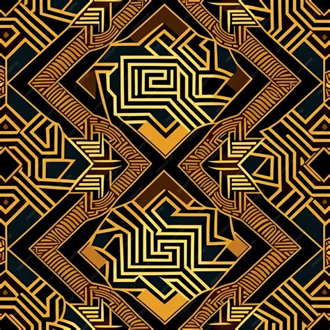 Premium AI Image | a black and gold geometric pattern with a gold ...