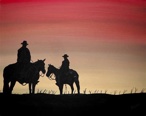 The Sunset Cowboy Painting by Edwin Alverio - Fine Art America