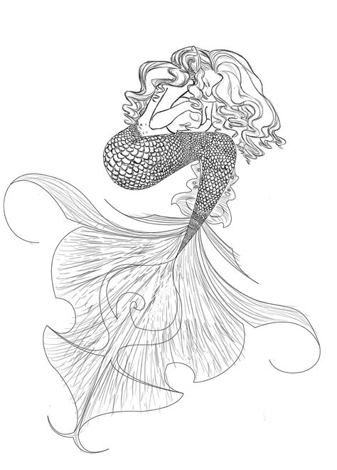 Mermaid Outline Drawing at PaintingValley.com | Explore collection of ...