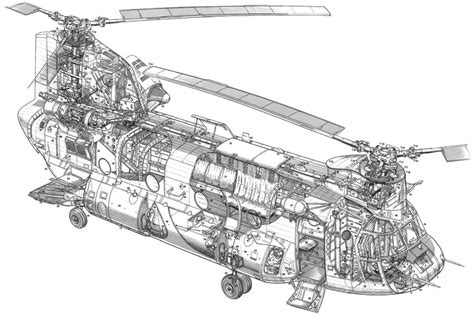 Chinook Helicopter Drawing ~ Vehicles Wall