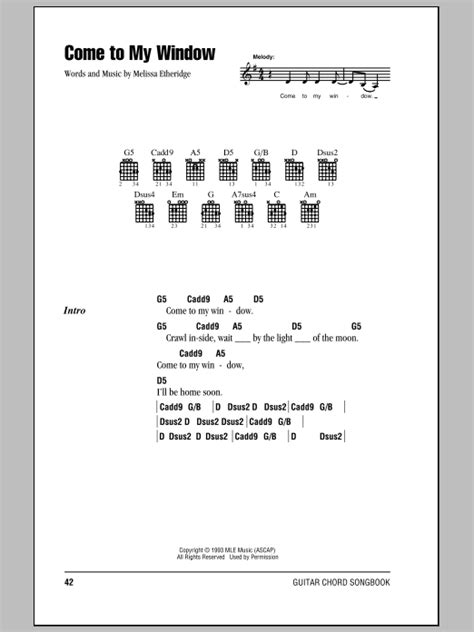 Come To My Window by Melissa Etheridge - Guitar Chords/Lyrics - Guitar Instructor