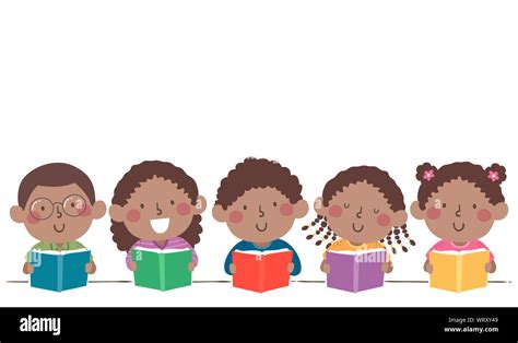 Illustration of African American Kids Reading a Book. Black History ...