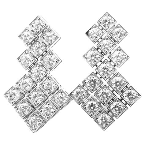 Cartier Diamond Drop White Gold Earrings For Sale at 1stDibs