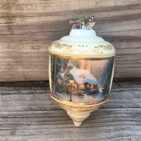 Thomas Kinkade Christmas Ornament Stonehearth Hutch Heirloom Glass 2001 Bradford | eBay