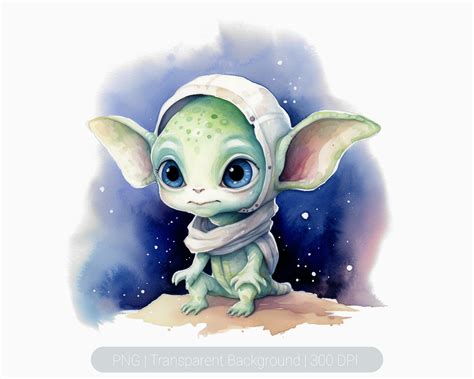 Baby Alien Clipart Alien Png Cute Alien Clipart Watercolour - Etsy