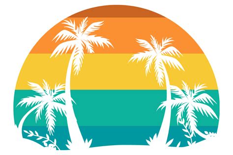 Retro Vintage Sunset Beach Palm Tree PNG (Graphic) by SunandMoon · Creative Fabrica