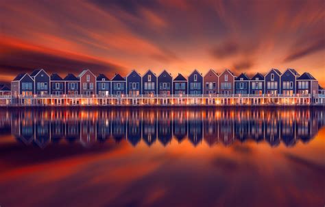 Houten, Holland - The rainbow colored houses of the Dutch area Houten ...